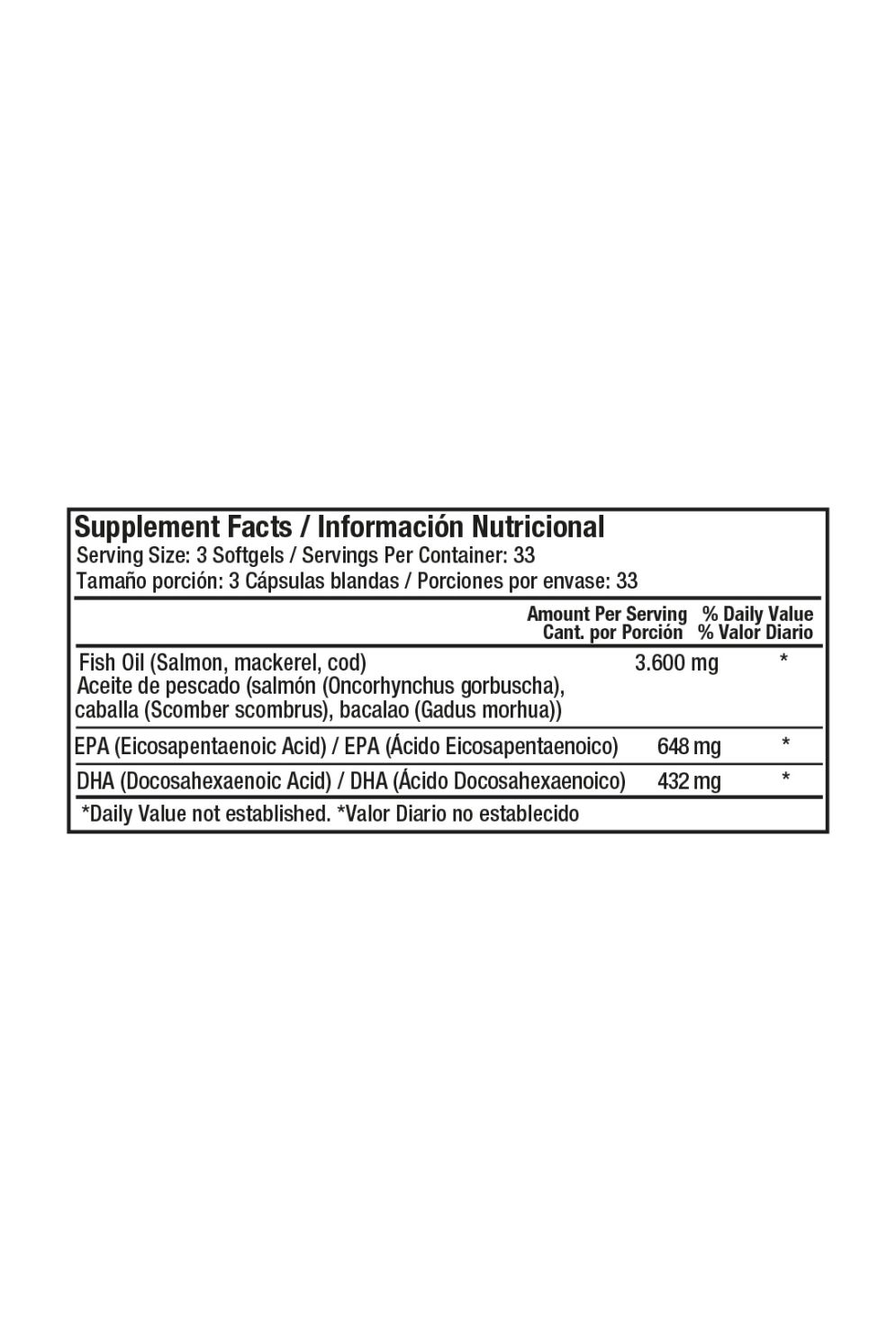OMEGA 3 FISH OIL 1200 MG 100 TABLETAS - Imagen 3