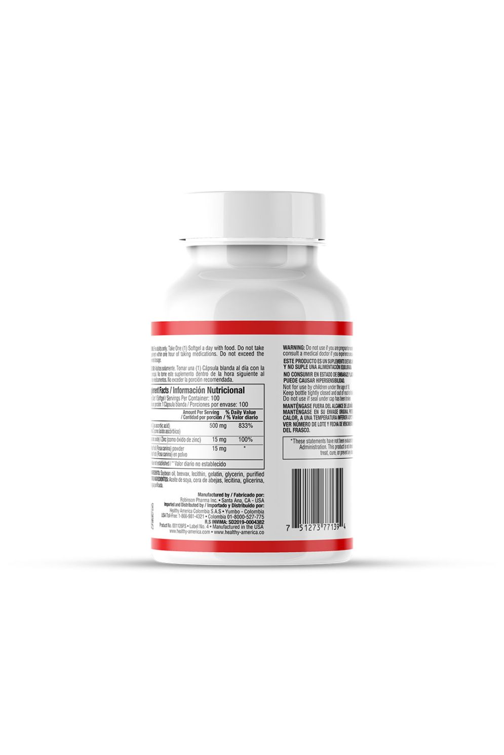 VITAMIN C 500 MG W ROSE 100S - Imagen 2